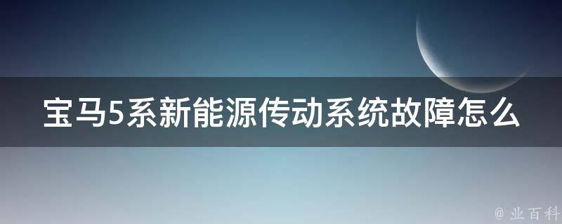 宝马5系新能源传动系统故障怎么解决(专业技术支持，快速解决问题)