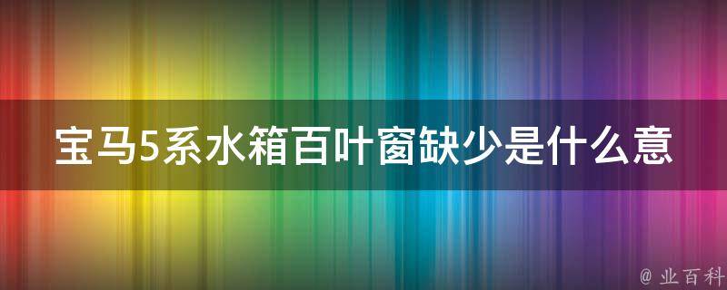 宝马5系水箱百叶窗缺少是什么意思_原因分析与解决方法