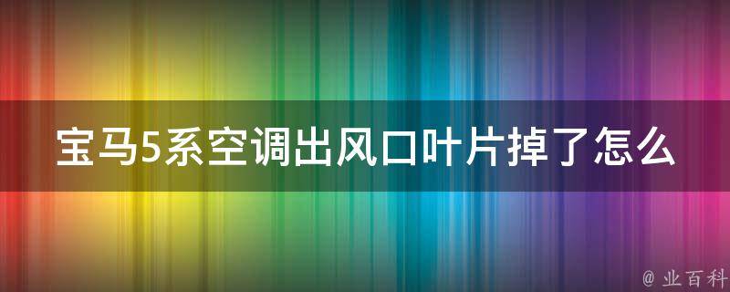 宝马5系空调出风口叶片掉了怎么修(详细解决方法分享)