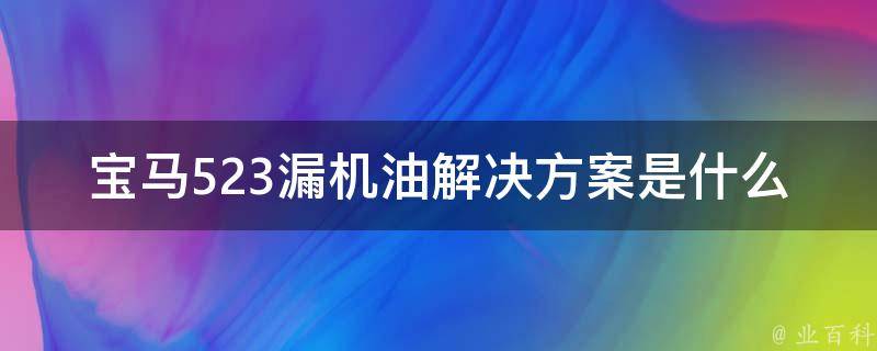 宝马523漏机油解决方案是什么(完美解决宝马523漏机油的方法分享)