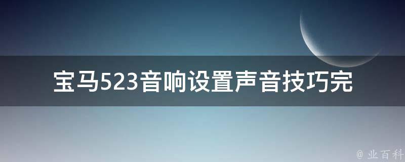 宝马523音响设置声音技巧_完美享受驾驶乐趣。