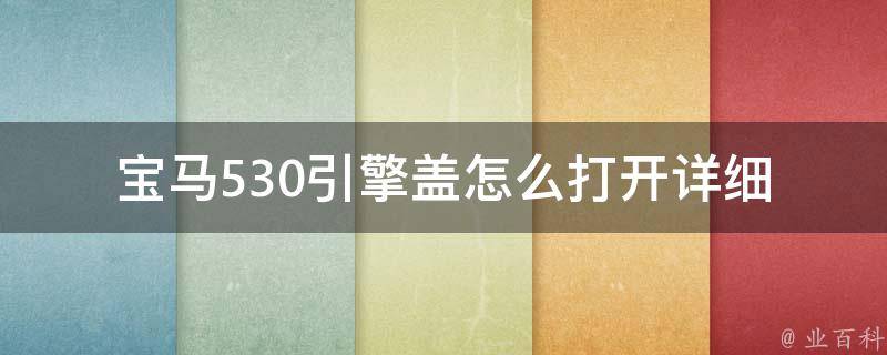 宝马530引擎盖怎么打开(详细步骤及注意事项)