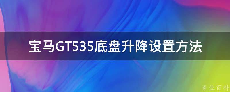 宝马GT535底盘升降设置方法_详细图解+实用教程