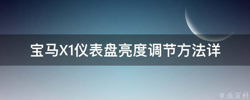 宝马X1仪表盘亮度调节方法(详解宝马X1仪表盘亮度调节技巧)。