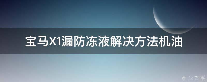 宝马X1漏防冻液解决方法(机油滤清器漏液原因分析)