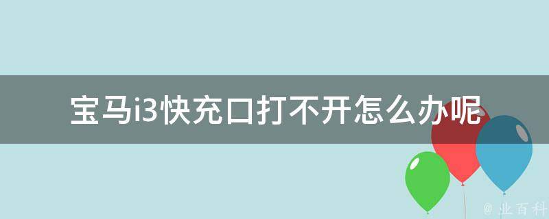 宝马i3快充口打不开怎么办呢_解决方法大全