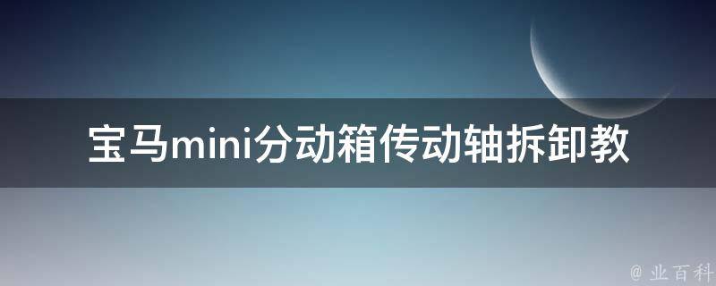 宝马mini分动箱传动轴拆卸教程（详细步骤+注意事项）