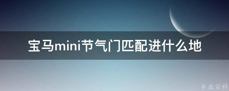 宝马mini节气门匹配进什么地方(详细解析)