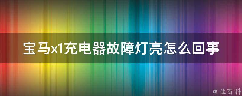 宝马x1充电器故障灯亮怎么回事_原因解析+解决方法