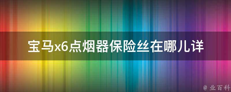 宝马x6点烟器保险丝在哪儿(详解宝马x6点烟器保险丝的位置及更换方法)。