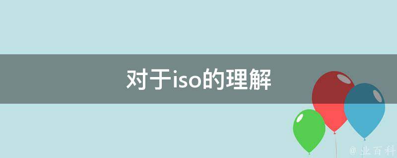 对于iso的理解 