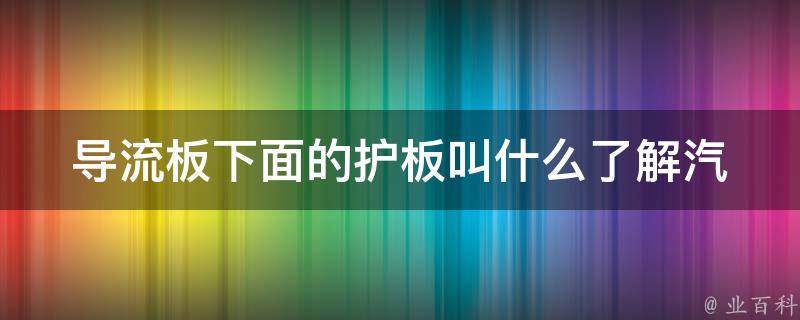 导流板下面的护板叫什么_了解汽车部件名称