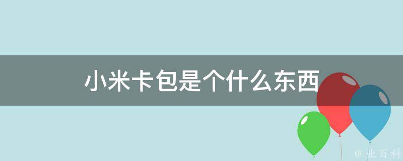 小米卡包是个什么东西 