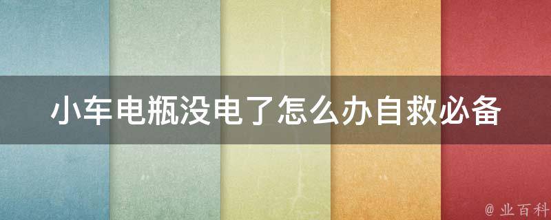 小车电瓶没电了怎么办_自救必备：5种方法让你轻松解决车辆电瓶没电问题