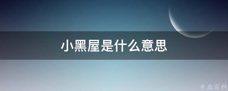 小黑屋是什么意思 