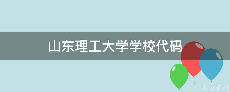 山东理工大学学校代码 