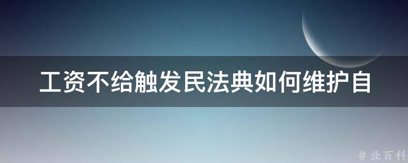 工资不给触发民法典(如何维护自己的合法权益)