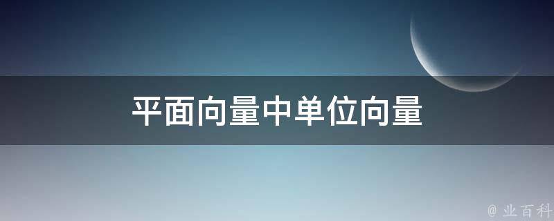 平面向量中单位向量 