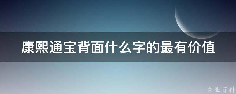 康熙通宝背面什么字的最有价值 