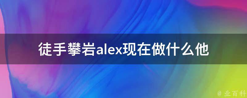 徒手攀岩alex现在做什么_他的最新计划和挑战