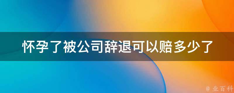 怀孕了被公司辞退可以赔多少(了解一下产假保障政策)