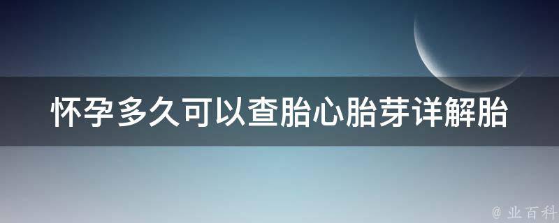 怀孕多久可以查胎心胎芽_详解胎儿发育周期及产检时间表。