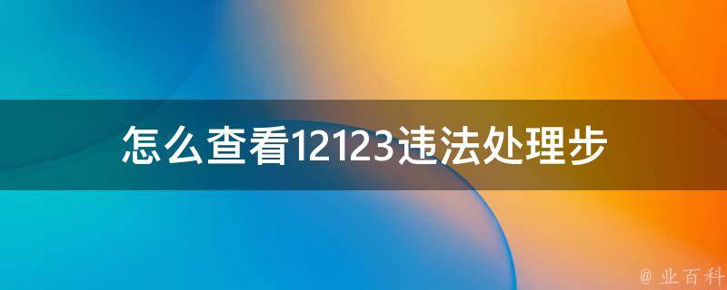 怎么查看12123违法处理_步骤详解