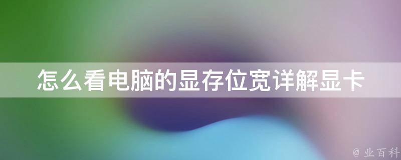 怎么看电脑的显存位宽_详解显卡性能参数及其对游戏的影响。