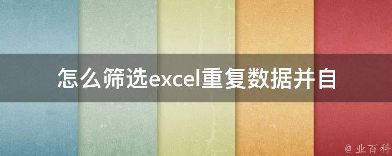 怎么筛选excel重复数据并自动求和