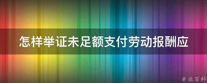 怎样举证未足额支付劳动报酬(应该提供哪些证据)