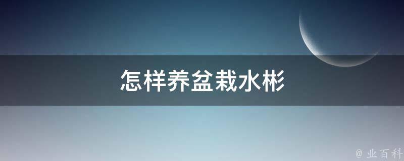 怎样养盆栽水彬 