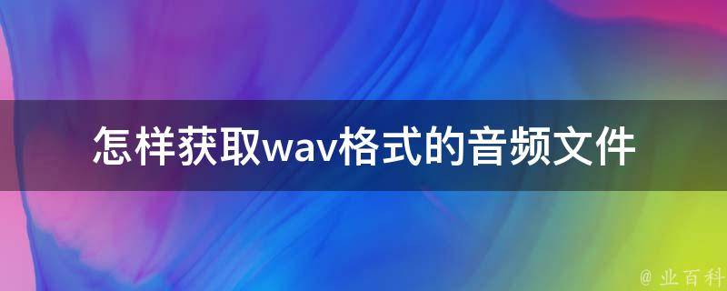 怎样获取wav格式的音频文件 