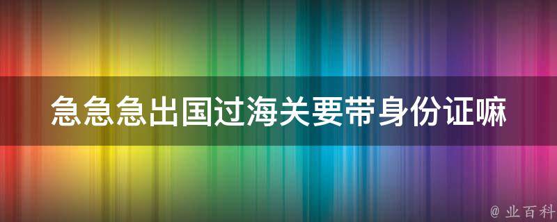 急急急出国过海关要带身份证嘛 