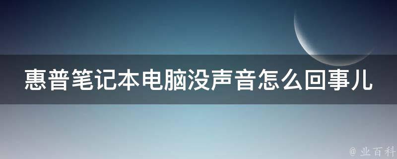 惠普笔记本电脑没声音怎么回事儿(完美解决方案分享，快速排除故障)。