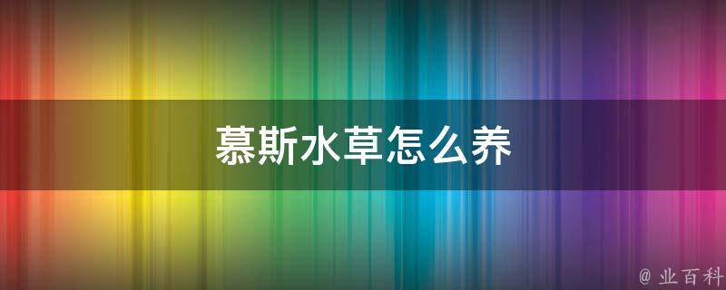 慕斯水草怎么养 慕斯水草放什么液肥好 柏蔻网