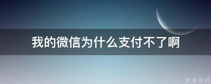 我的微信为什么支付不了啊 