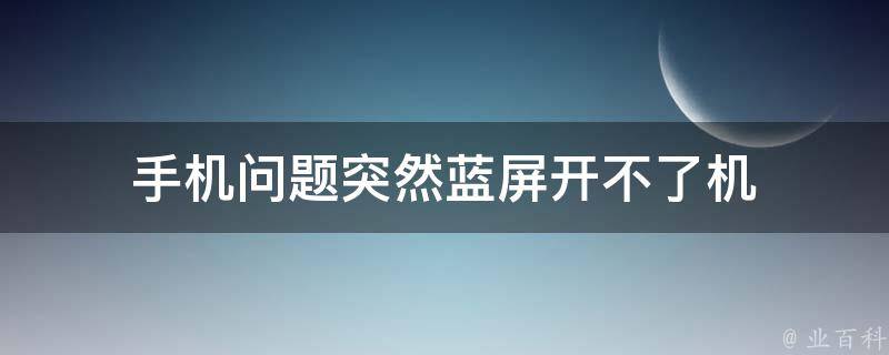 手机问题突然蓝屏开不了机 