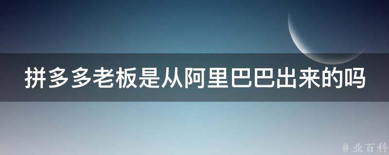 拼多多老板是从阿里巴巴出来的吗 