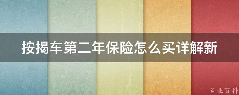 按揭车第二年保险怎么买_详解新手必看的购买技巧和注意事项