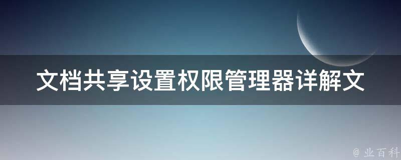 文档共享设置权限管理器(详解文档共享权限管理器的使用方法)