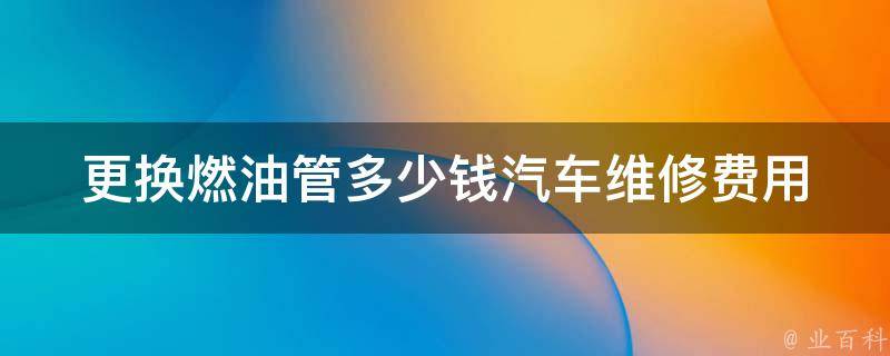 更换燃油管多少钱_汽车维修费用、**、费用标准、维修报价