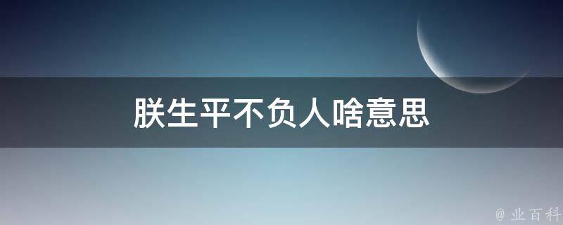 朕生平不负人啥意思 