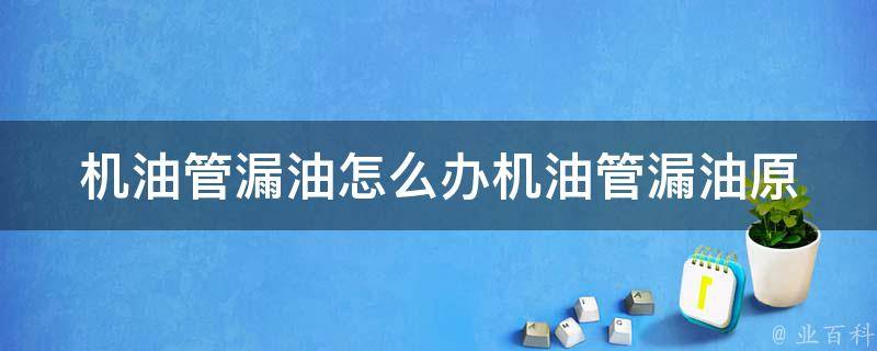 机油管漏油怎么办_机油管漏油原因及处理方法