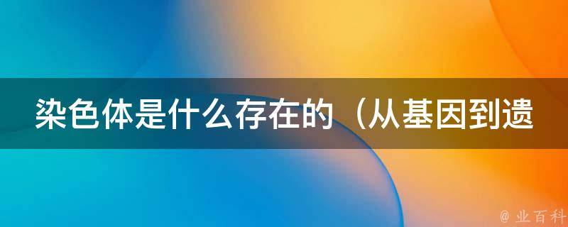 染色体是什么存在的_从基因到遗传：揭秘染色体的奥秘