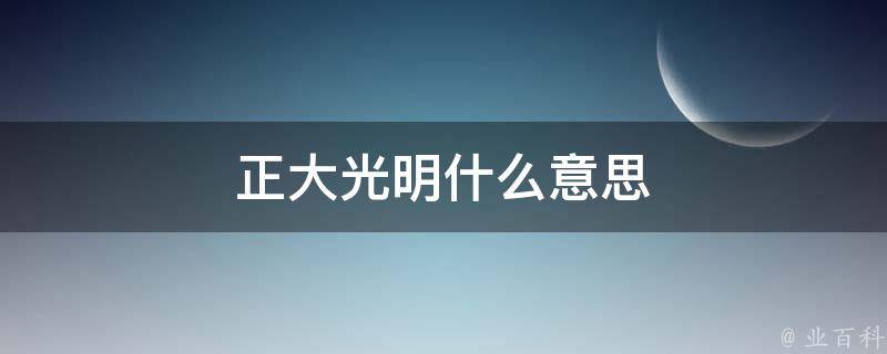 正大光明什么意思 