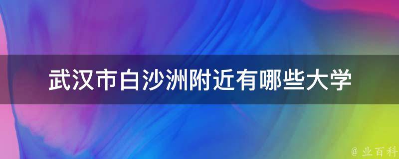 武汉市白沙洲附近有哪些大学 