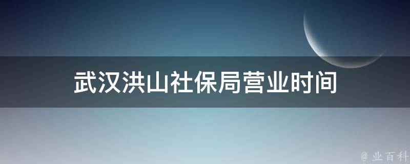 武汉洪山社保局营业时间 