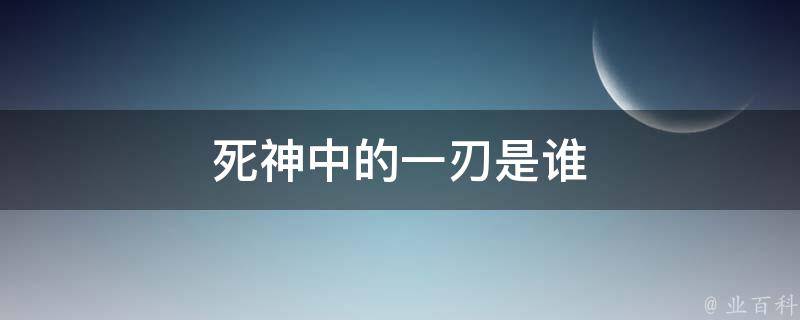 死神中的一刃是谁 