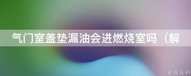 气门室盖垫漏油会进燃烧室吗_解析汽车漏油原因及维修方法