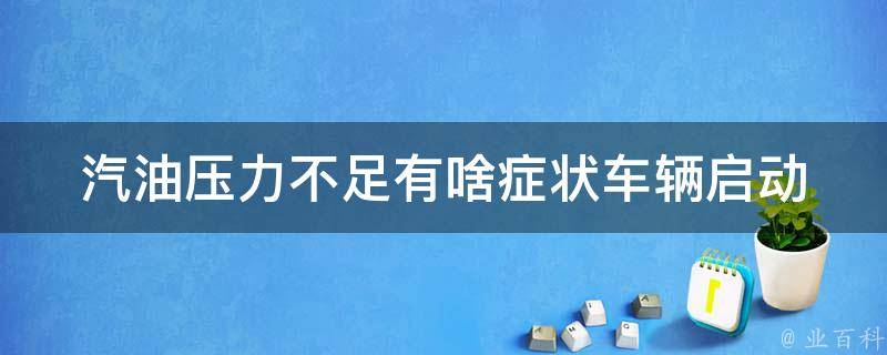 汽油压力不足有啥症状_车辆启动困难、动力不足等问题解决方法